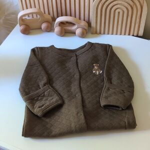 Badgley Mischka Brown Footie Winter Jumpsuit. Like new. 3-6months.